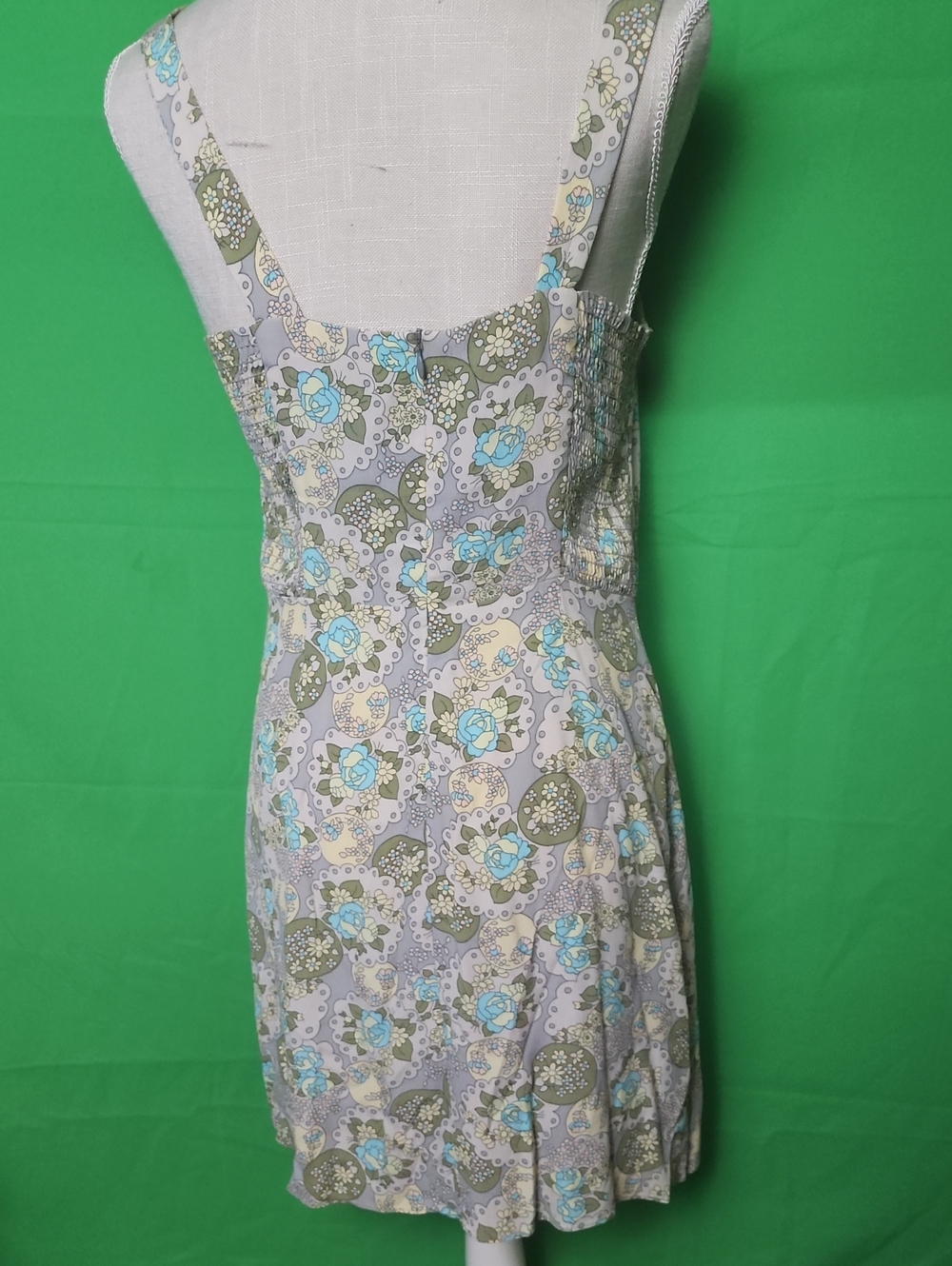Vintage Y2K Nanette Lepore Turquoise Olive Floral Sweetheart Dress 4 - Picture 10 of 10